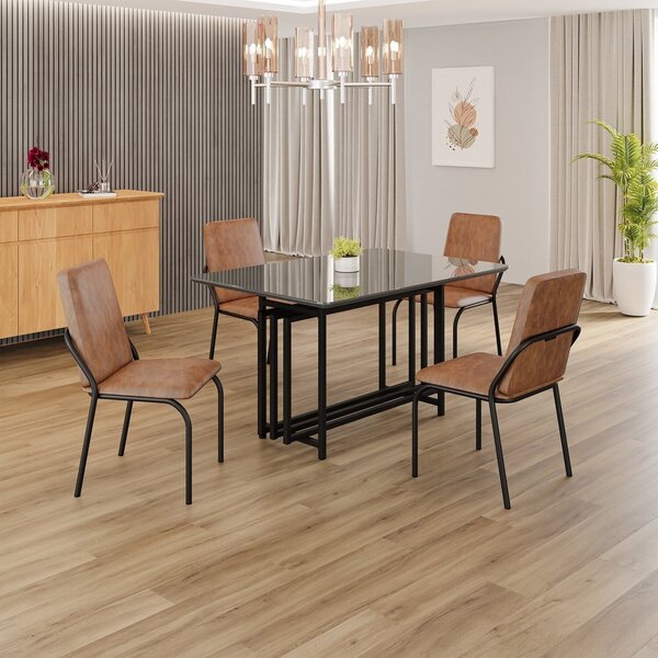 Conjunto Sala De Jantar Mesa 120x90cm Base Pérola Tampo Mdf C