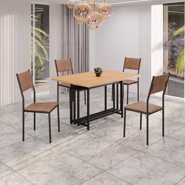 Conjunto Sala De Jantar Mesa 120x90cm Base Pérola Tampo Mdf F