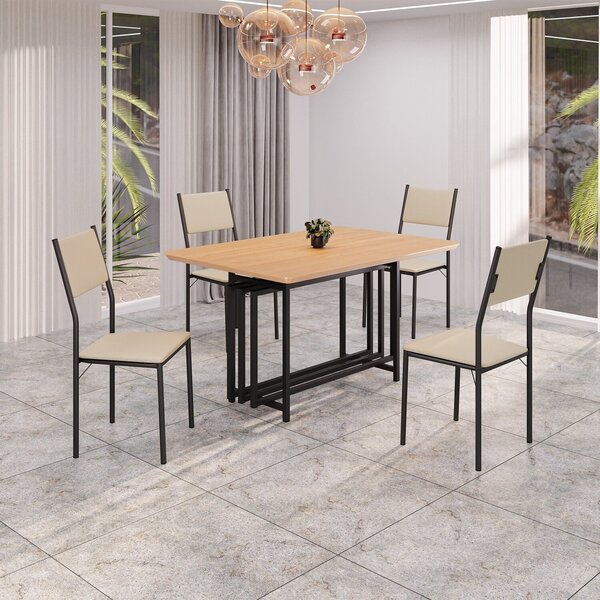 Conjunto Sala De Jantar Mesa 120x90cm Base Pérola Tampo Mdf F