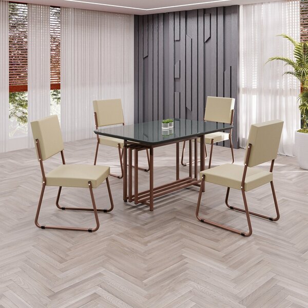 Conjunto Sala De Jantar Mesa 120x90cm Base Pérola Tampo Mdf L