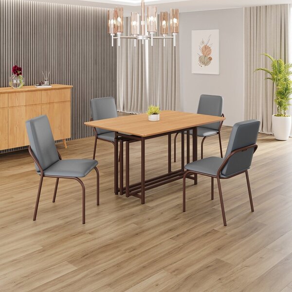 Conjunto Sala De Jantar Mesa 120x90cm Base Pérola Tampo Mdf M