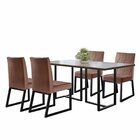 Conjunto Sala De Jantar Mesa 135cm Tampo Mdf Vidro 4 Cadeiras