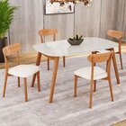 Conjunto Sala De Jantar Mesa 135x80cm Tampo Em Mdf Com Vidro