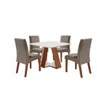 Conjunto Sala De Jantar Mesa 135x90cm Tampo Em Vidro Com 4 Ca