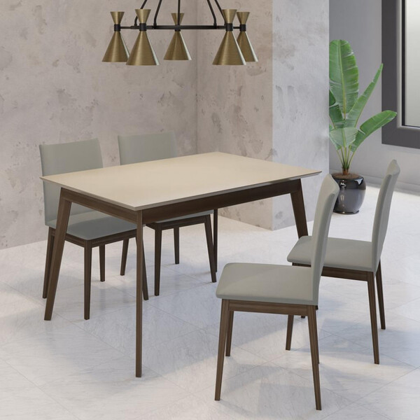 Conjunto Sala De Jantar Mesa 136cm 4 Cadeiras Rubi Dobuê