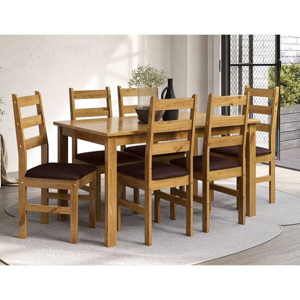 Conjunto Sala De Jantar Mesa 140cm E 6 Cadeiras Estofadas 100