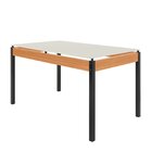 Conjunto Sala De Jantar Mesa 140cm X 77cm Tampo Vidro Com 6 C