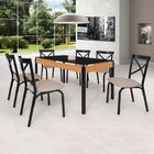 Conjunto Sala De Jantar Mesa 140cm X 77cm Tampo Vidro Com 6 C