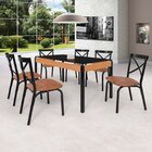 Conjunto Sala De Jantar Mesa 140cm X 77cm Tampo Vidro Com 6 C