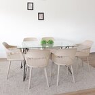 Conjunto Sala De Jantar Mesa 140x80cm Tampo Em Vidro Araçá Co