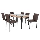Conjunto Sala De Jantar Mesa 140x80cm Tampo Vidro Com 6 Cadei