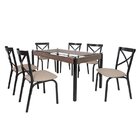 Conjunto Sala De Jantar Mesa 140x80cm Tampo Vidro Com 6 Cadei