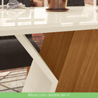 Conjunto Sala De Jantar Mesa 160 Cm Tampo Mdf Com Vidro 6 Cad