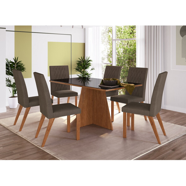 Conjunto Sala De Jantar Mesa 160cm 6 Cadeiras Ref148-25 Zamar