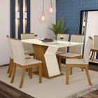 Conjunto Sala De Jantar Mesa 160cm Com Vidro 6 Cadeiras Maisa