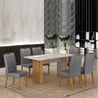Conjunto Sala De Jantar Mesa 160cm Júlia Com 6 Cadeiras Madei