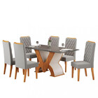 Conjunto Sala De Jantar Mesa 160cm Lunar 6 Cadeiras Iza Viero