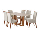 Conjunto Sala De Jantar Mesa 160cm Moscato E 6 Cadeiras Crist