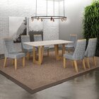 Conjunto Sala De Jantar Mesa 160cm Tampo De 2,5cm Com 6 Cadei