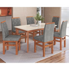 Conjunto Sala De Jantar Mesa 160cm Tampo De Vidro E 6 Cadeira