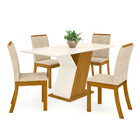 Conjunto Sala De Jantar Mesa 160cm Tampo Mdf 4 Cadeiras Kesha