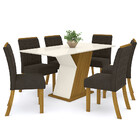 Conjunto Sala De Jantar Mesa 160cm Tampo Mdf 6 Cadeiras Juani