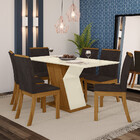 Conjunto Sala De Jantar Mesa 160cm Tampo Mdf 6 Cadeiras Kesha