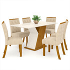 Conjunto Sala De Jantar Mesa 160cm Tampo Mdf 6 Cadeiras Lupit
