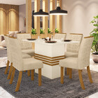 Conjunto Sala De Jantar Mesa 160cm Tampo Mdf 6 Cadeiras Melin