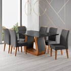 Conjunto Sala De Jantar Mesa 160x80cm Tampo Com Vidro 6 Cadei