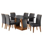 Conjunto Sala De Jantar Mesa 160x80cm Tampo Com Vidro 6 Cadei