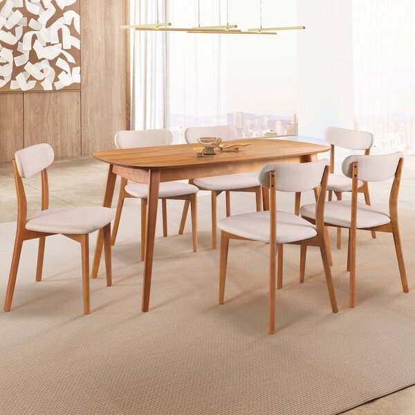 Conjunto Sala De Jantar Mesa 160x80cm Tampo Em Mdf Laminado 6