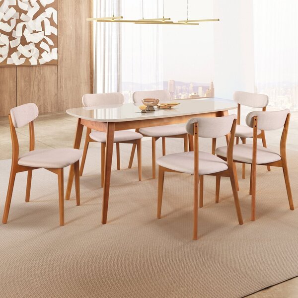 Conjunto Sala De Jantar Mesa 160x80cm Tampo Mdf Laqueado Com