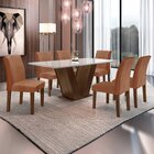 Conjunto Sala De Jantar Mesa 160x80cm Tampo Mdf/vidro Com 6 C