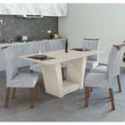 Conjunto Sala De Jantar Mesa 160x80cm Tampo Mdf/vidro Com 6 C