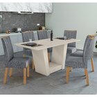 Conjunto Sala De Jantar Mesa 160x80cm Tampo Mdf/vidro Com 6 C