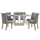 Conjunto Sala De Jantar Mesa 160x80cm Tampo Mdf/vidro Com 6 C
