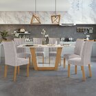 Conjunto Sala De Jantar Mesa 160x80cm Tampo Mdf/vidro Com 6 C