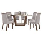 Conjunto Sala De Jantar Mesa 160x80cm Tampo Mdf/vidro Com 6 C