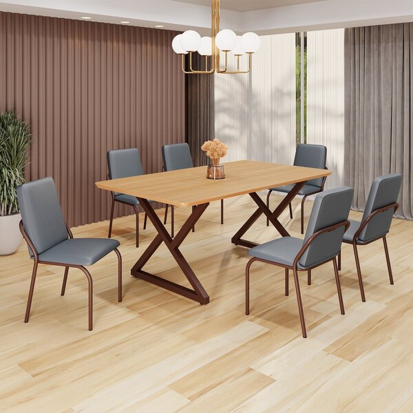 Conjunto Sala De Jantar Mesa 160x90cm Base Império Tampo Mdf