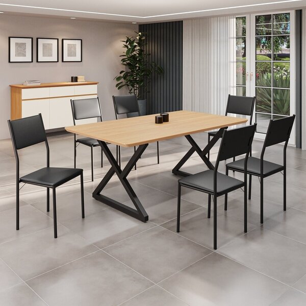 Conjunto Sala De Jantar Mesa 160x90cm Base Império Tampo Mdf