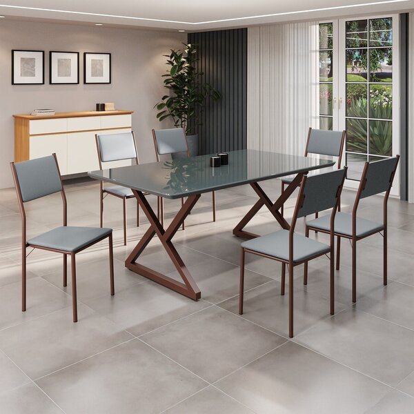 Conjunto Sala De Jantar Mesa 160x90cm Base Império Tampo Mdf