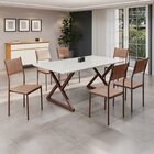 Conjunto Sala De Jantar Mesa 160x90cm Base Império Tampo Mdf