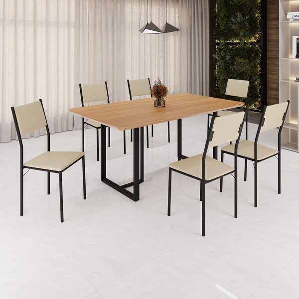 Conjunto Sala De Jantar Mesa 160x90cm Base Lunna Tampo Mdf Fl