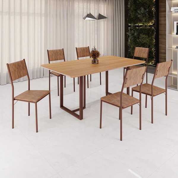 Conjunto Sala De Jantar Mesa 160x90cm Base Lunna Tampo Mdf Fl