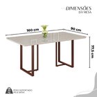 Conjunto Sala De Jantar Mesa 160x90cm Base Lunna Tampo Mdf La