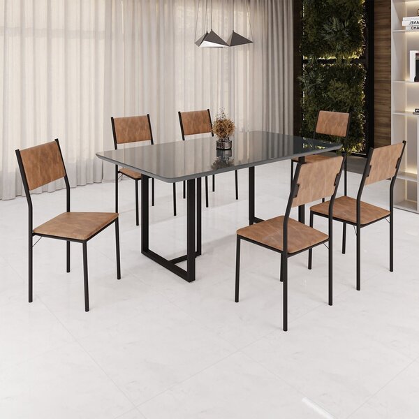 Conjunto Sala De Jantar Mesa 160x90cm Base Lunna Tampo Mdf La