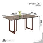 Conjunto Sala De Jantar Mesa 160x90cm Base Lunna Tampo Mdf La