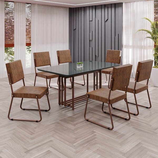 Conjunto Sala De Jantar Mesa 160x90cm Base Pérola Tampo Mdf L