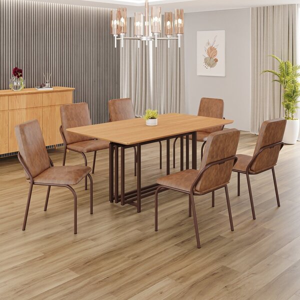 Conjunto Sala De Jantar Mesa 160x90cm Base Pérola Tampo Mdf M